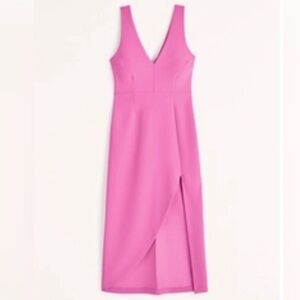 Abercrombie & Fitch V Neck Side Split Midi Dress